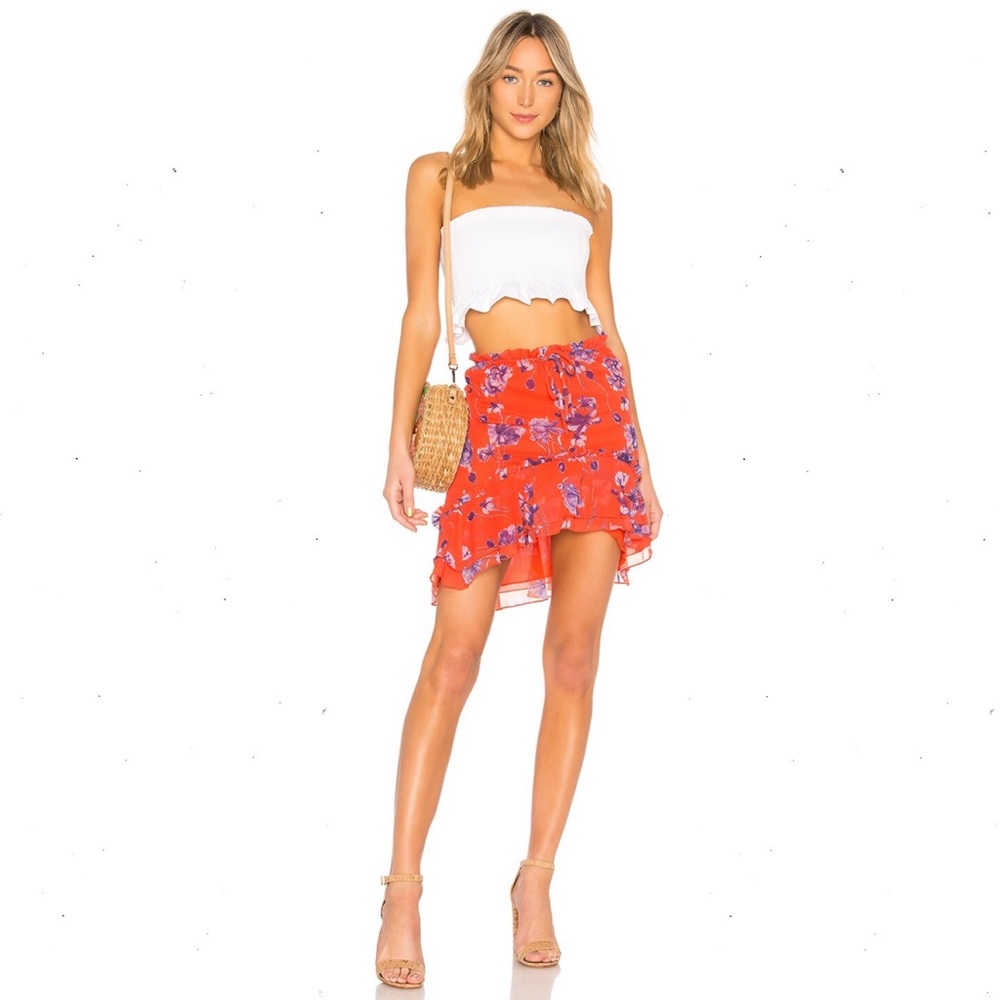 House of Harlow x Revolve Ariani Skirt Crimson Floral Size XS - Picture 5 of 8